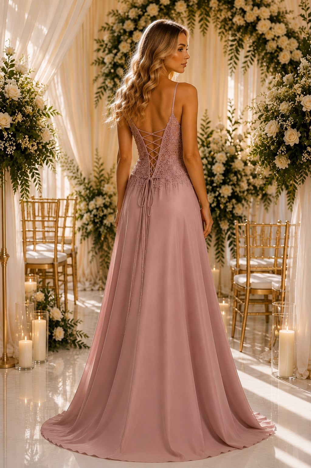 Celeste Lace Satin Gown 9471