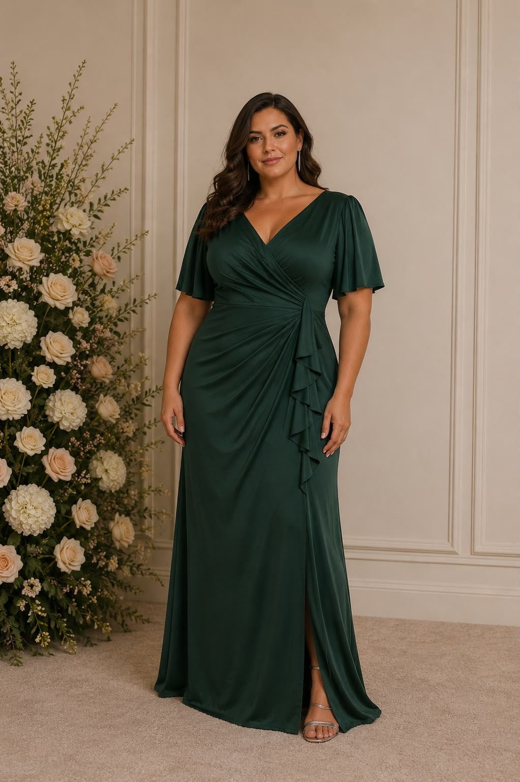 Graceful Elegance – Plus Size Satijnen Galajurk R1855
