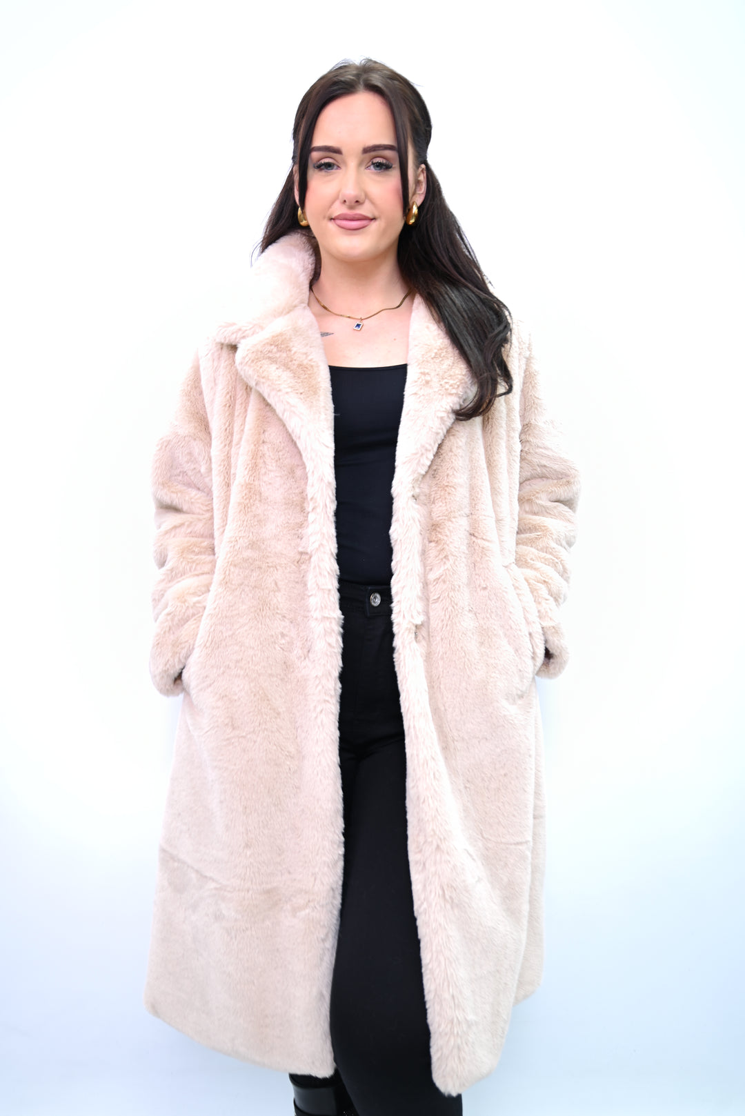 Noir Éclipse – Lange Faux Fur Jas A2501