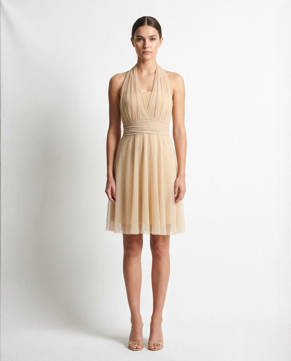 Vert Velours – Halterjurk met Plissé 3444