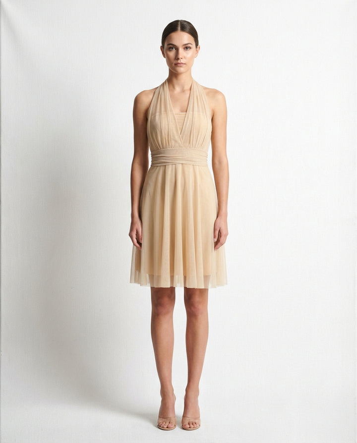 Vert Velours – Halterjurk met Plissé 3444