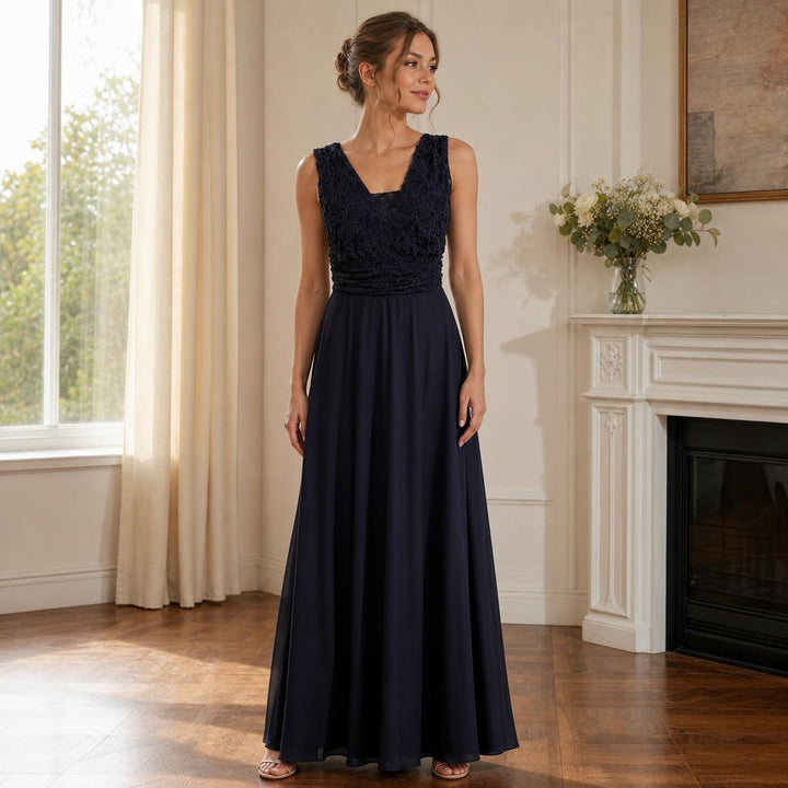 Evelyn Lace Waist Evening Gown 32082