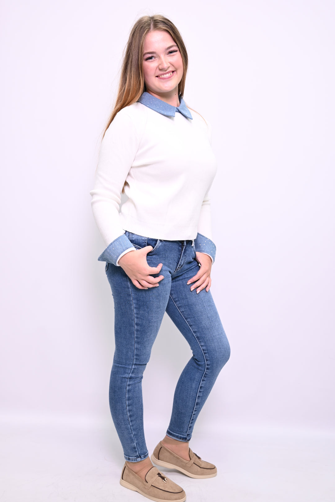 Denim Accent Sweater A2537