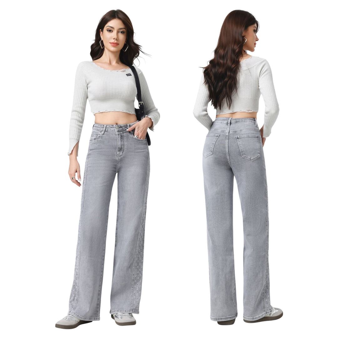 Shadow Line Wide-Leg Jeans HelloMiss H953-2