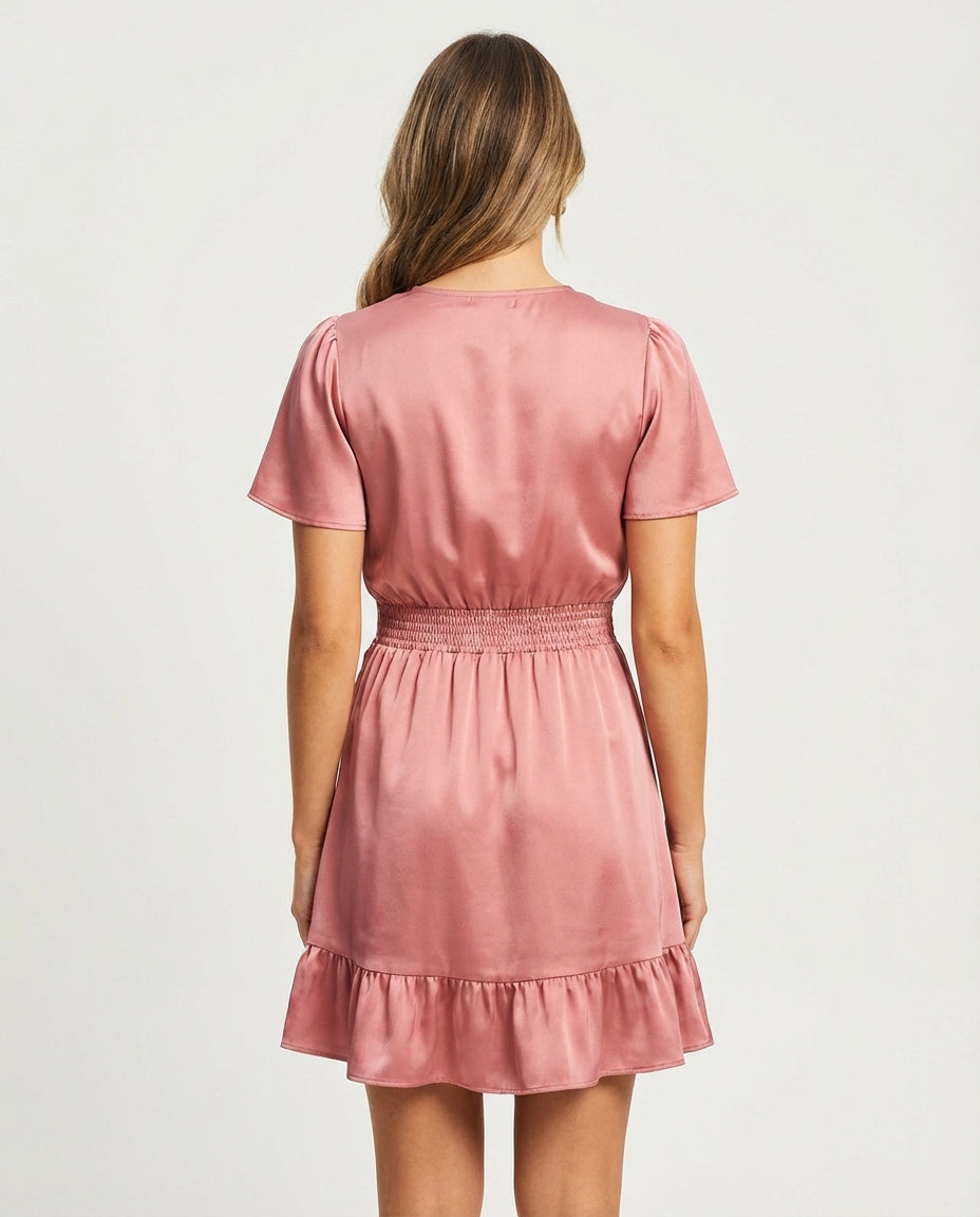 Noir Élan – Zwarte Wrapjurk met Ruches M2011