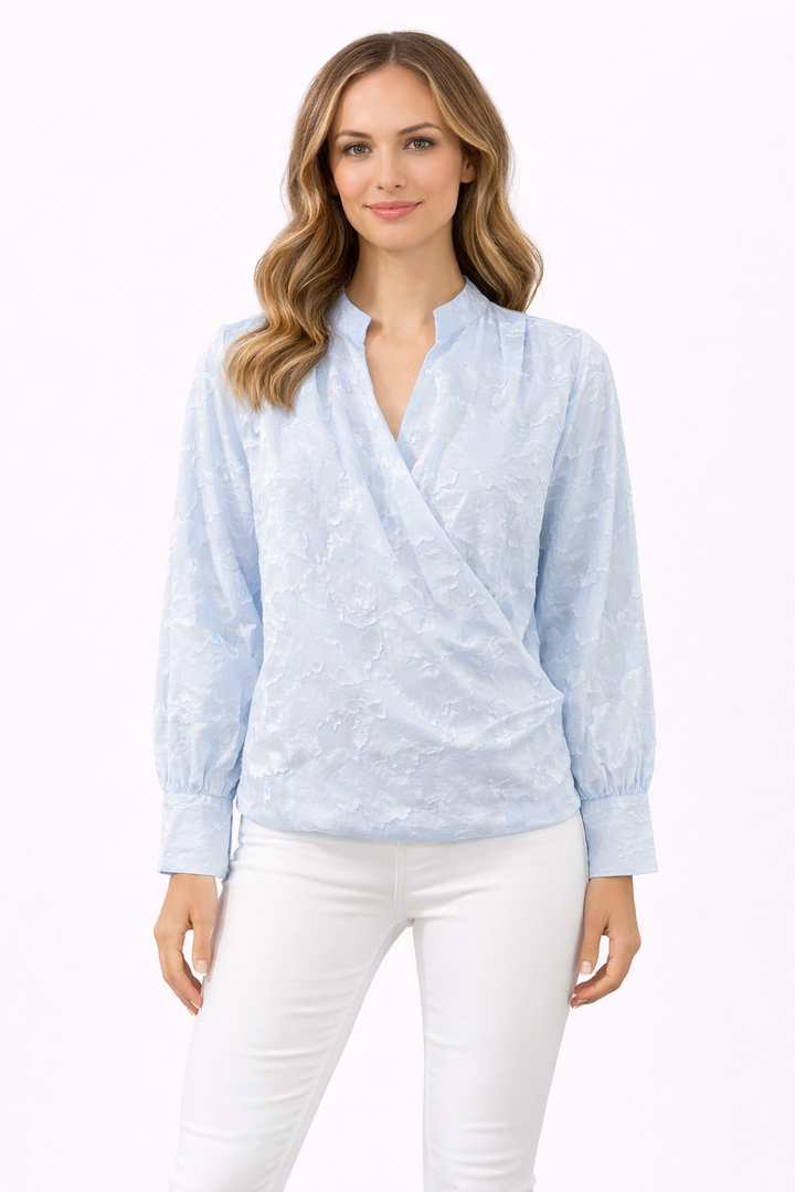 Elegante Jacquard Overslag Blouse 92288