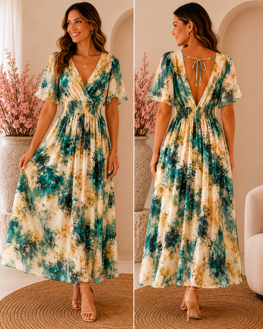 Elara Maxi Jurk – Emerald Mist 219580