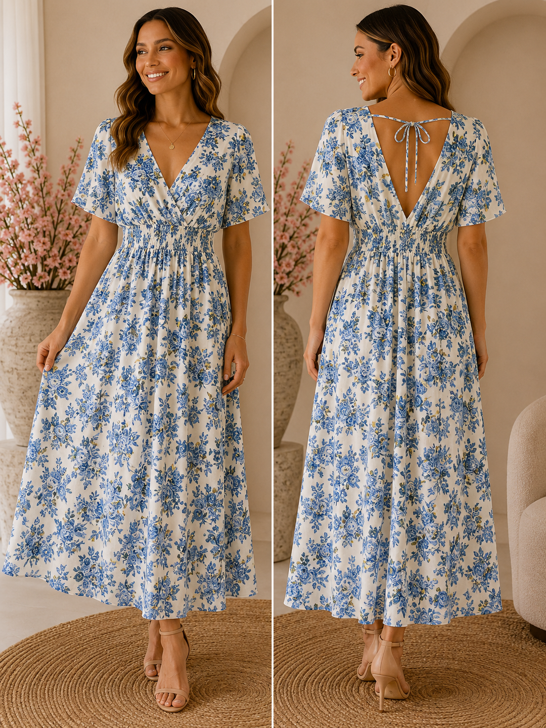 Celestine Maxi Jurk – Blue Porcelain 219280