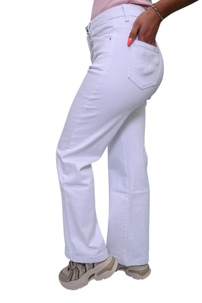 Wideleg jeans White STRETCH MONDAY LW-662B