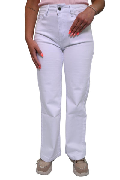 Wideleg jeans White STRETCH MONDAY LW-662B