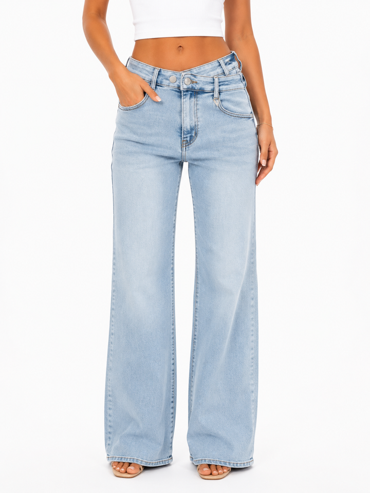 Sienna Cross Waist Wide Leg Jeans – Light Blue Redseventy J1627-24