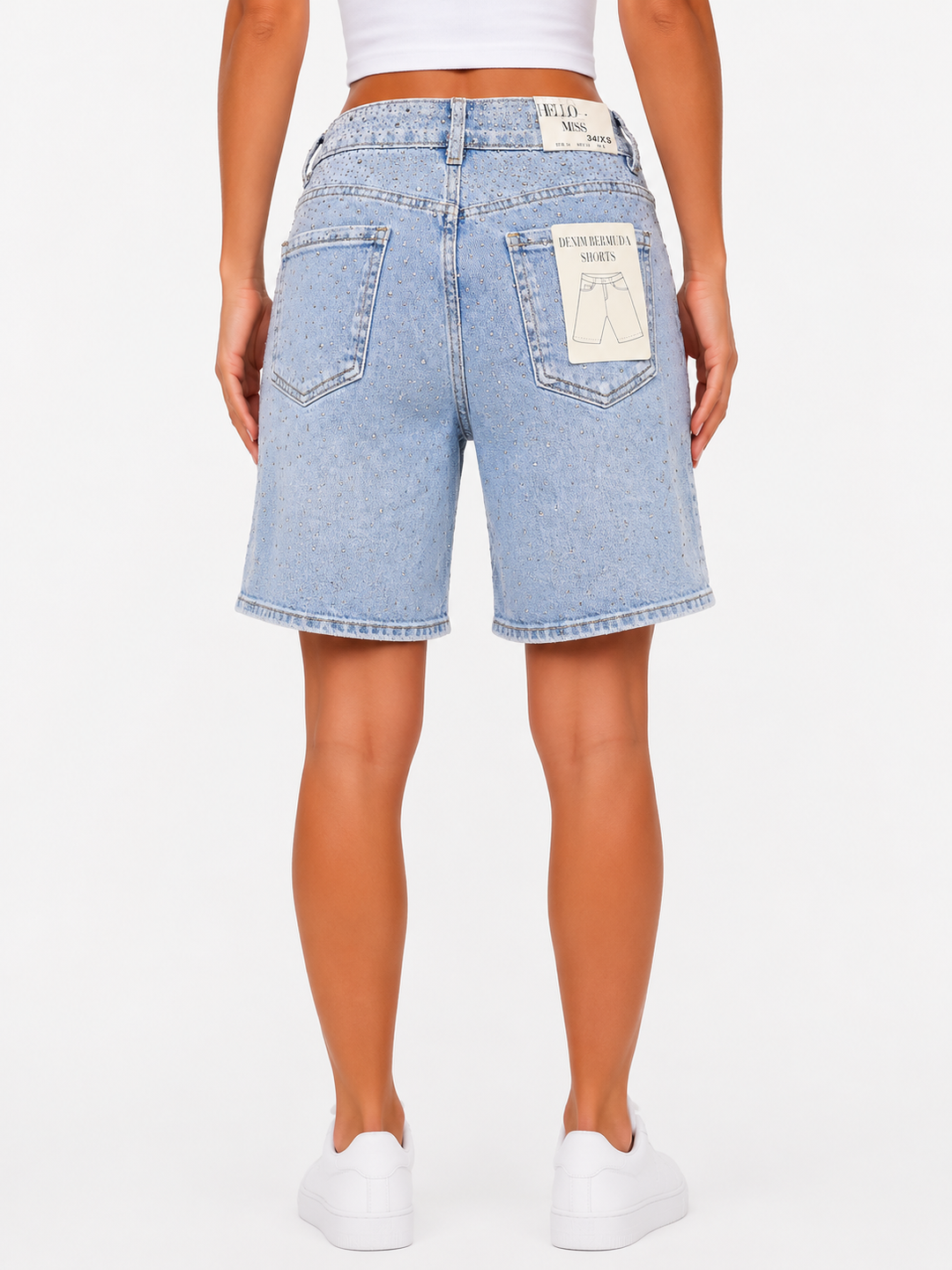Celeste Crystal Bermuda Shorts – Light Blue HM1607-1