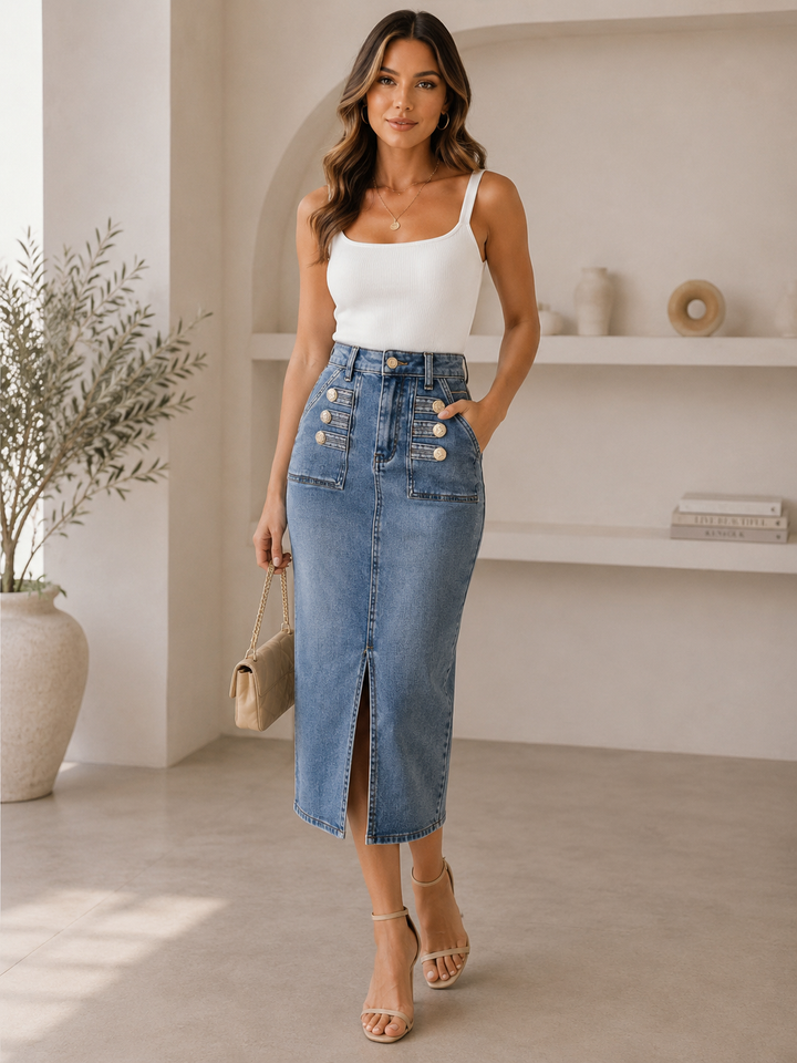 Monaco Denim Midi Skirt D2986