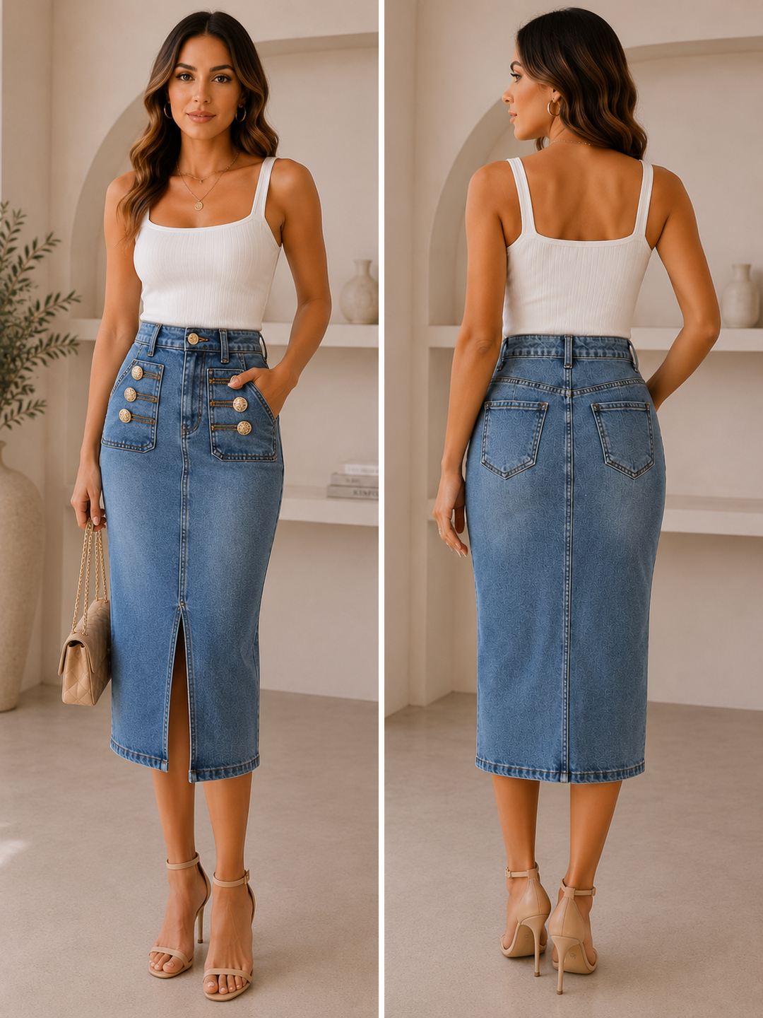 Monaco Denim Midi Skirt D2986