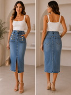 Monaco Denim Midi Skirt D2986