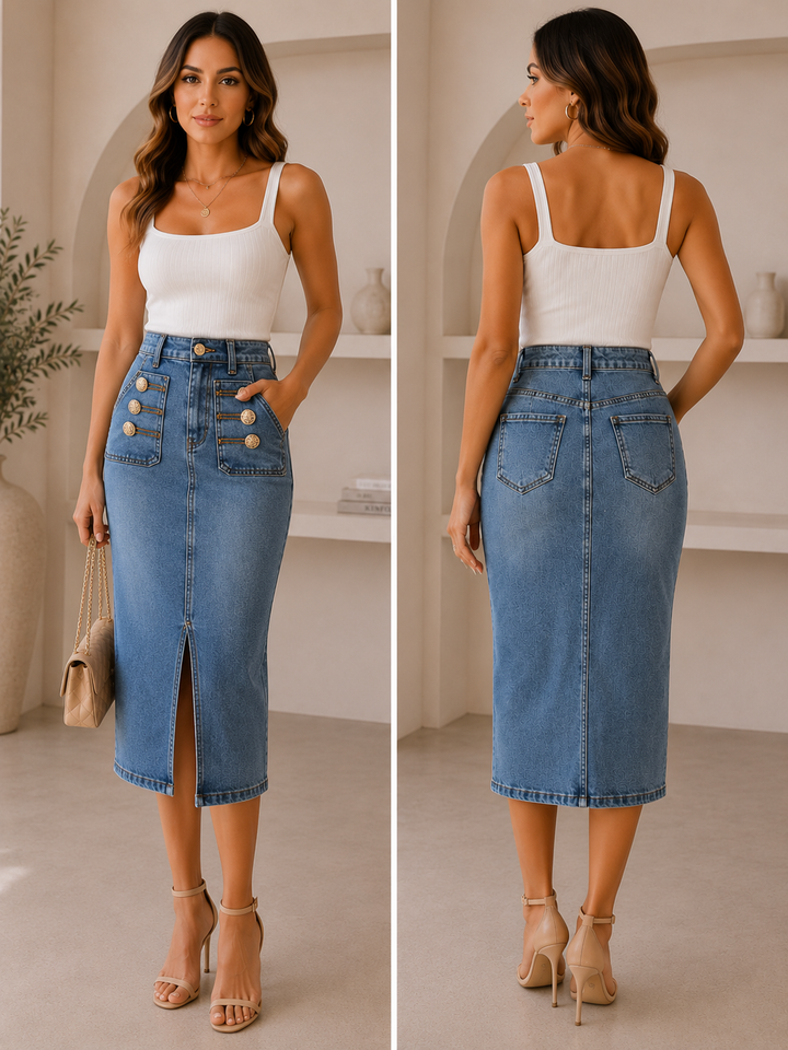 Monaco Denim Midi Skirt D2986