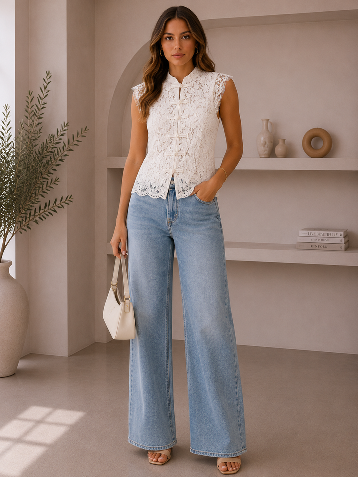 Celeste Lace Mandarin Top T27399