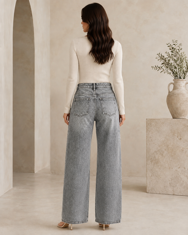 Luna Grey Wash Wide Leg Jeans Sarah John ST1055-3
