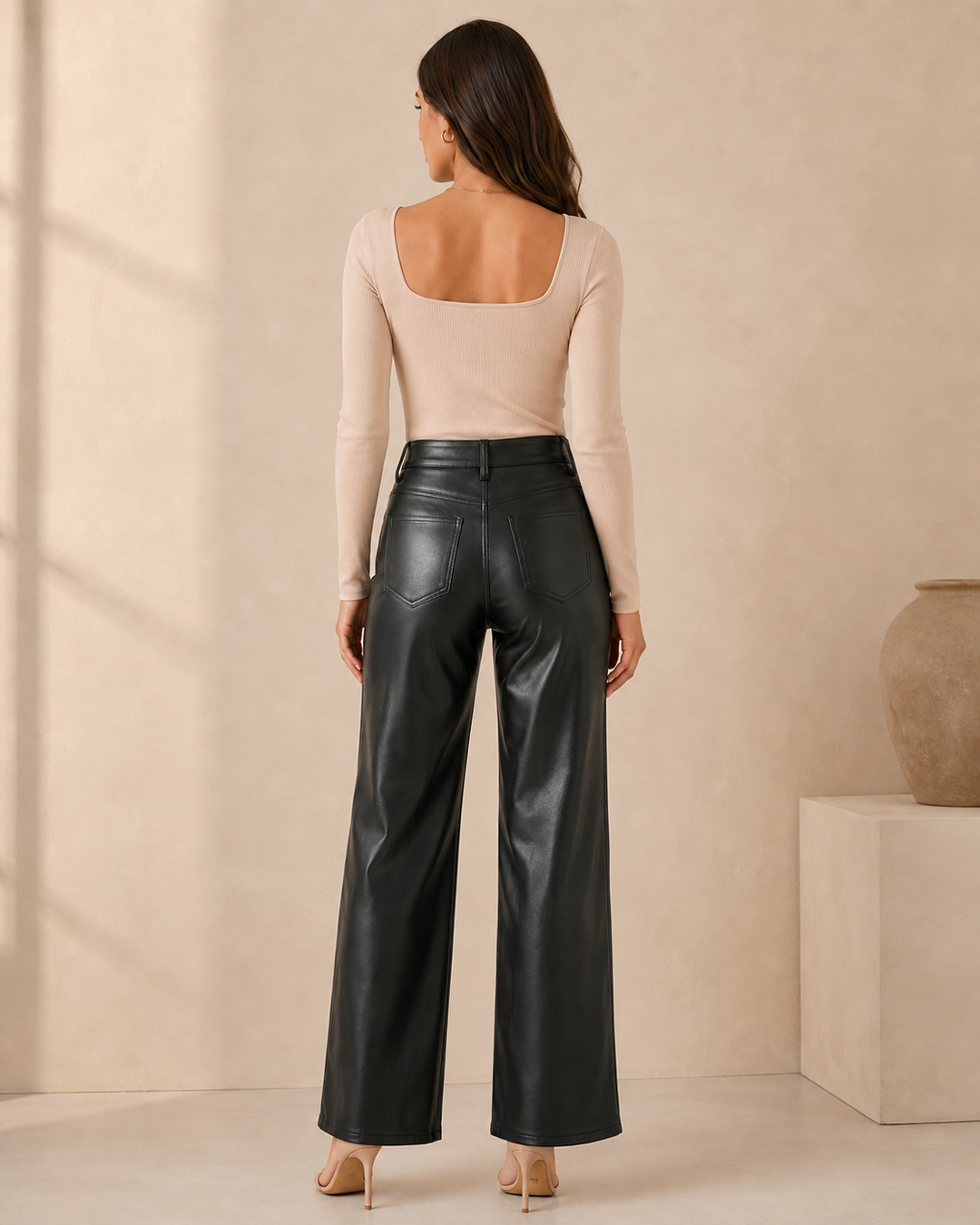 Elise Leatherlook Wide Leg Pants VS19133A