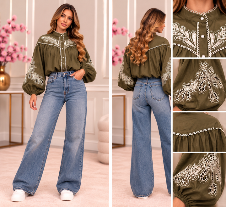 Cotton Embroidered Blouse Y26055