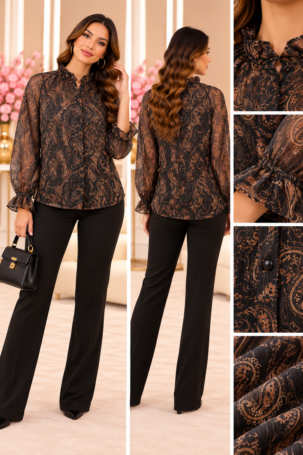 Amara Paisley Ruffle Blouse K0093