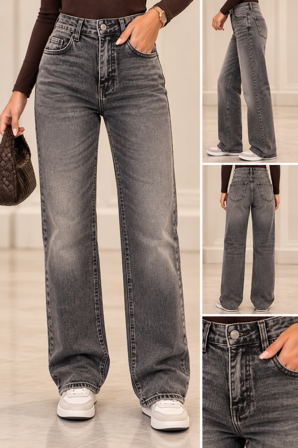 Vintage Grey Straight Leg Jeans – Washed Denim ST1092-5