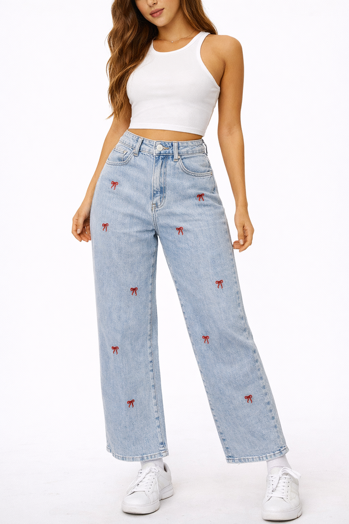 Rosie Bow Wide-Leg Jeans G126Y-1