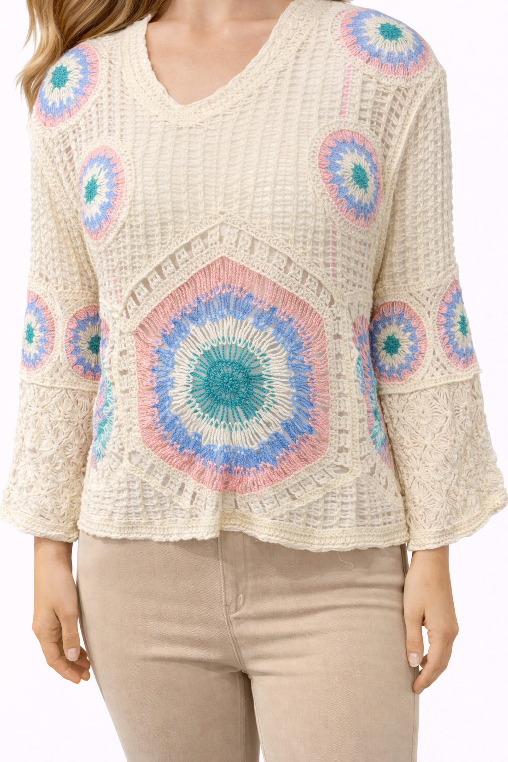 Bohemian Crochet Top – Zwart/Wit Ibiza Style M501